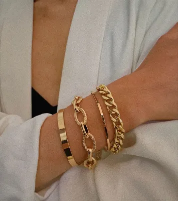 4pcs/set Golden Punk Style Exquisite Luxury Chain Bracelet